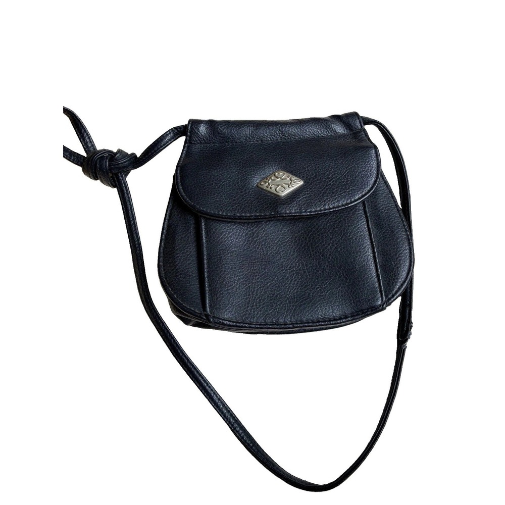 Faded Glory Black Small Crossbody Bag Purse Silver Accent Y2K